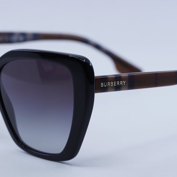 Burberry BE4366 40418G Tamsin Sunglasses Black Cat Eye Frame, Grey Lenses